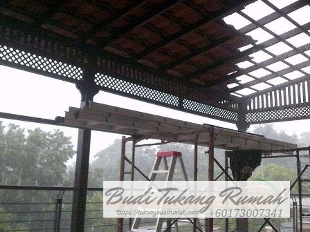 roofing pergola awning kayu keras jenis balau dan cengal
